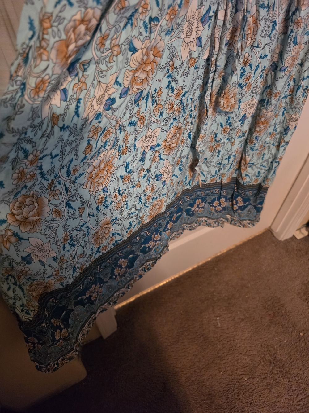 Bohemian Floral V-Neck Maxi Dress in Light Blue - Picture 5 of 6
